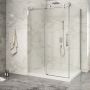 Porte de douche 54 po x Piazza 2.0 42 po en coin chrome fermeture sur retour mur à gauche porte à droite