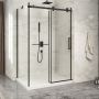 Porte de douche 54 po x Piazza 2.0 32 po en coin noir mat fermeture sur mur mur à droite porte à droite