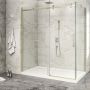 Porte de douche 72 po x Piazza 2.0 32 po en coin or brossé fermeture sur retour mur à gauche porte à droite en or brossé