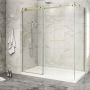 Porte de douche 72 po x Piazza 2.0 32 po en coin or brossé fermeture sur mur mur à gauche porte à gauche en or brossé