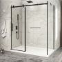 Porte de douche 72 po x Piazza 2.0 32 po en coin noir mat fermeture sur mur mur à gauche porte à gauche