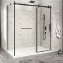 Porte de douche 72 po x Piazza 2.0 32 po en coin noir mat fermeture sur mur mur à droite porte à droite
