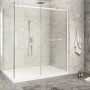 Porte de douche 72 po x Piazza 2.0 42 po en coin blanc mat fermeture sur retour mur à droite porte à gauche