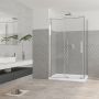 Porte de douche 48 po x Quadro 36 po en coin chrome fermeture sur retour mur à droite porte à gauche