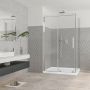 Porte de douche 48 po x Quadro 42 po en coin chrome fermeture sur retour mur à droite porte à gauche