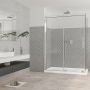 Porte de douche 60 po x Quadro 32 po en coin chrome fermeture sur retour mur à droite porte à gauche