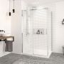 Porte de douche 48 po x Vague 32 po en coin chrome fermeture sur retour mur à gauche porte à droite