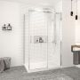 Porte de douche 48 po x Vague 36 po en coin chrome fermeture sur retour mur à droite porte à gauche