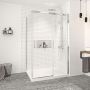 Porte de douche 48 po x Vague 42 po en coin chrome fermeture sur retour mur à droite porte à gauche