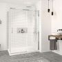 Porte de douche 54 po x Vague 32 po en coin chrome fermeture sur retour mur à droite porte à gauche