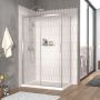 Porte de douche 48 po x Vaia 32 po en coin chrome fermeture sur retour mur à gauche porte à droite