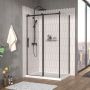Porte de douche 48 po x Vaia 32 po en coin noir mat fermeture sur mur mur à gauche porte à gauche