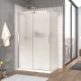 Porte de douche 48 po x Vaia 36 po en coin chrome fermeture sur retour mur à gauche porte à droite en chrome et verre flûte
