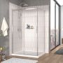Porte de douche 48 po x Vaia 42 po en coin chrome fermeture sur retour mur à gauche porte à droite