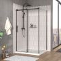 Porte de douche 48 po x Vaia 42 po en coin noir mat fermeture sur mur mur à gauche porte à gauche