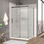 Porte de douche 48 po x Vaia 42 po en coin noir mat fermeture sur mur mur à gauche porte à gauche en noir mat et verre flûte