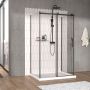 Porte de douche 48 po x Vaia 32 po noir mat sur mur