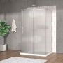 Porte de douche 48 po x Vaia 36 po chrome sur mur porte à gauche en chrome et verre flûte