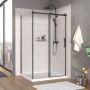 Porte de douche 48 po x Vaia 42 po en coin noir mat fermeture sur mur mur à droite porte à droite