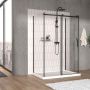 Porte de douche 54 po x Vaia 36 po noir mat sur mur