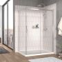 Porte de douche 54 po x Vaia 42 po en coin chrome fermeture sur retour mur à droite porte à gauche
