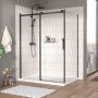 Porte de douche 60 po x Vaia 42 po en coin noir mat fermeture sur retour mur à gauche porte à droite
