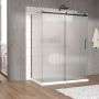 Porte de douche 60 po x Vaia 36 po noir mat sur mur porte à droite en noir mat et verre flûte