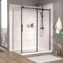 Porte de douche 60 po x Vaia 42 po en coin noir mat fermeture sur retour mur à droite porte à gauche