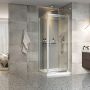 Porte de douche 32 po x Xenia 32 po en coin chrome carré mur à droite