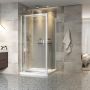 Porte de douche 42 po x Xenia 42 po en coin chrome rectangulaire porte décentrée mur à gauche