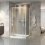 Porte de douche 48 po x Xenia 36 po en coin rectangulaire porte centrée mur à gauche en Chrome