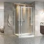 Porte de douche 48 po x Xenia 42 po en coin rectangulaire porte centrée mur à droite en Chrome