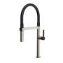 Robinet avec bec en PVC noir et douchette aimantée Exki Inox PVS et poignée(s) noire(s)
