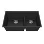 Évier de cuisine Bacia 33 po sous-plan Cuve double 70/30 Granistone Noir onyx