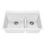 Évier de cuisine Bacia 33 po encastré Cuve double 70/30 Granistone Blanc sable