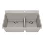 Évier de cuisine Bacia 33 po encastré Cuve double 70/30 Granistone Gris galet