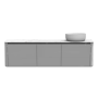 Meuble avec vasque à droite Luna 71" Gris laqué