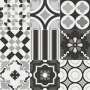 Carreau Patchwork Black and White Mix mat 8 po x 8 po