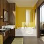 Baignoire en alcôve 60 po en blanc lustré avec porte de douche à droite Duett en acrylique blanc lustré