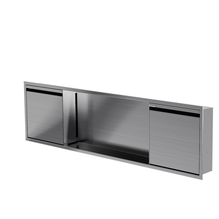 Niche de douche avec porte 12 po x 48 po acier inoxydable