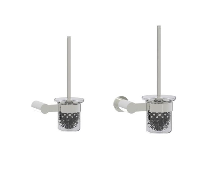 montage muraled ensemble brosse de toilette with verre givré Bowl PORTO 137610 nickel poli