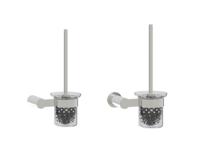 montage muraled ensemble brosse de toilette with verre givré Bowl PORTO 137610 nickel brossé