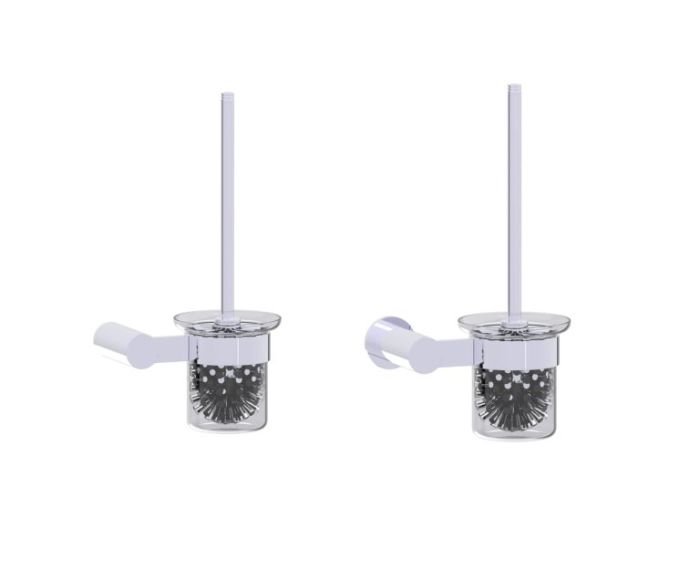 montage muraled ensemble brosse de toilette with verre givré Bowl PORTO 137610 chrome poli