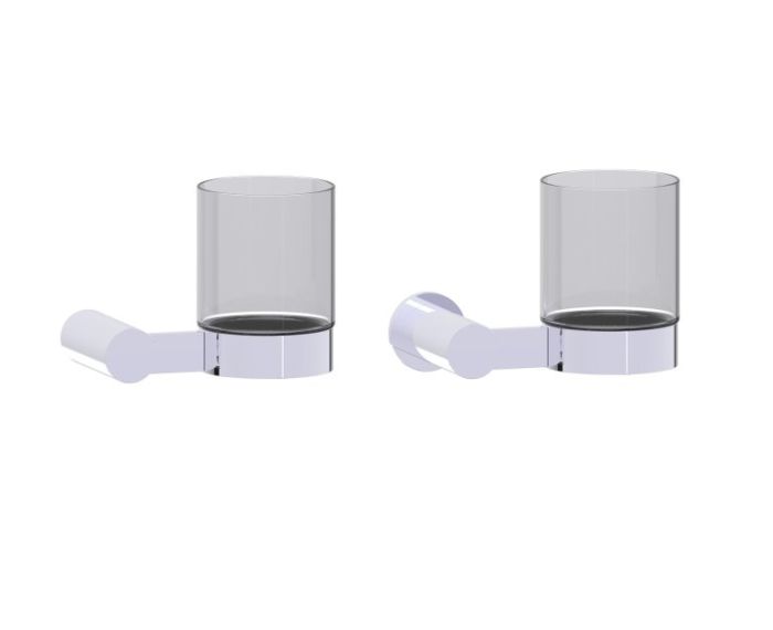 montage muraled Bathroom Tumbler Cup & Toothbrush Holder with Chrome Glass PORTO 137660 chrome poli