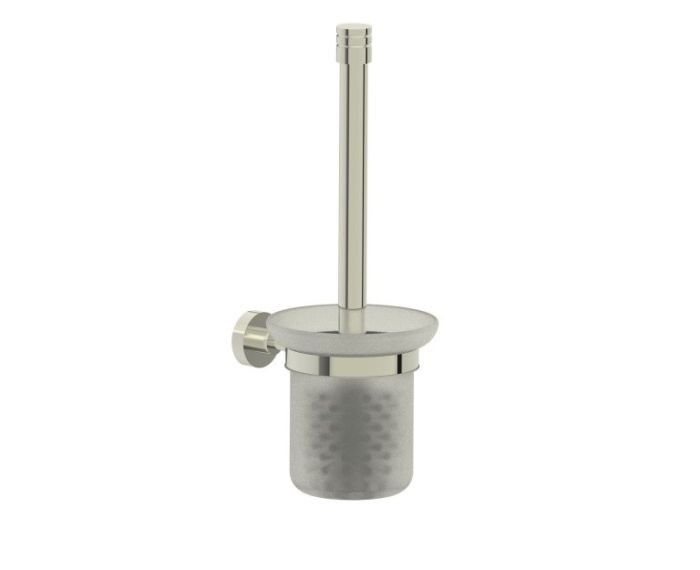 montage muraled ensemble brosse de toilette with verre givré OSLO 144610 nickel poli
