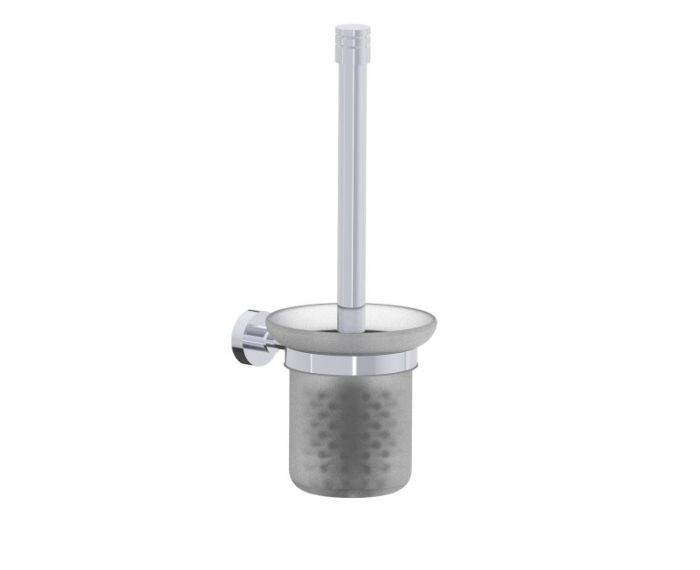 montage muraled ensemble brosse de toilette with verre givré OSLO 144610 chrome poli