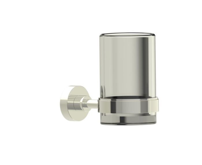 montage muraled Bathroom Tumbler & Toothbrush Holder with Chrome Glass OSLO 144660 nickel poli