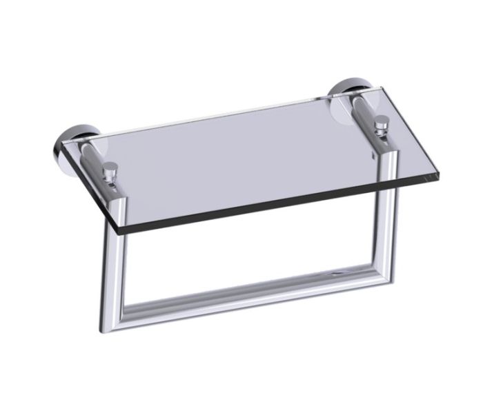 10 po tablette en verre avec barre à serviette OSLO 144676 chrome poli