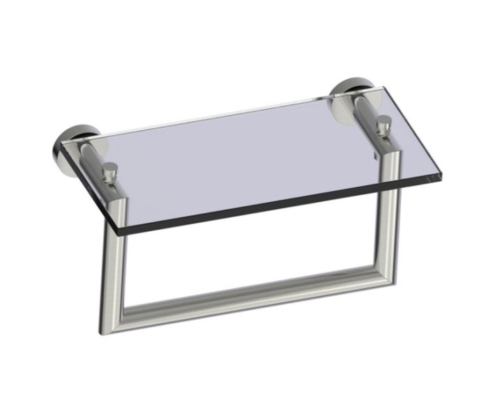 10 po tablette en verre avec barre à serviette dos plein OSLO 144676SB nickel brossé