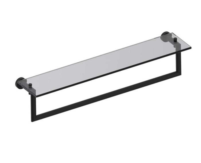 24 po tablette en verre avec barre à serviette OSLO 144678 noir mat